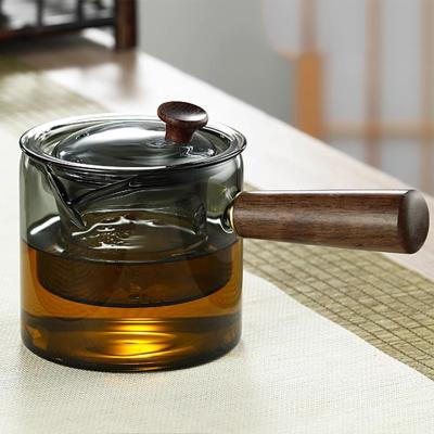 China Sustainable Household Thickened High Borosilicate Glass Teapot set With Wooden Handle for sale