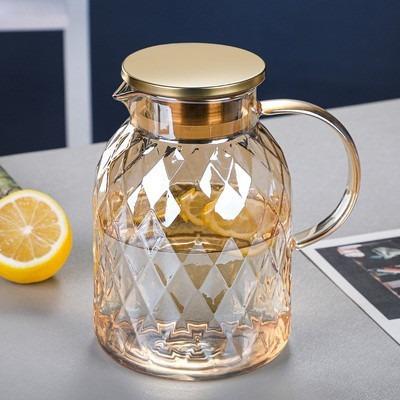 China Sustainable Heat-resistant water jug Hot/Cold Water Ice Tea And Juice Beverage glass water jugs with lids for sale