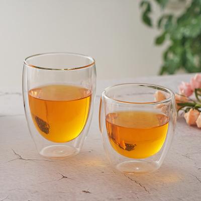 China Sustainable 80ml 250ml 350ml 450ml 650ml large capacity borosilicate double wall glass cup for sale