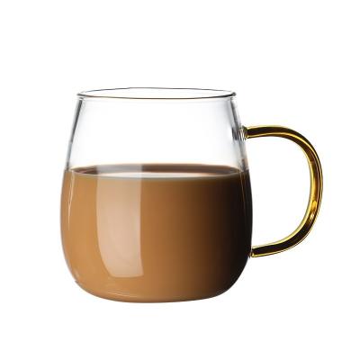 China Sustainable Hot sell new design 350ml high borosilicate glass drink coffee milk water cup for sale