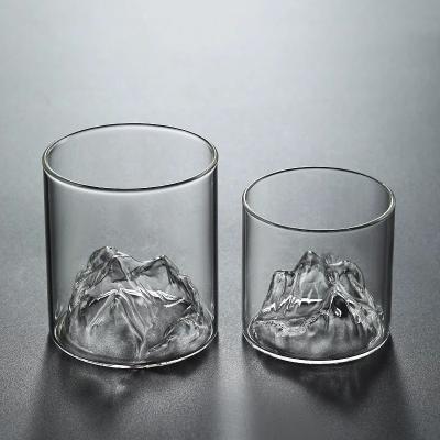 China Sustainable 175ml 300ml Hand Blown Creative Mountain Design glass Drinking wine tea cup for sale