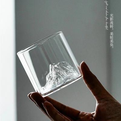 China Sustainable 175ml 300ml Mount Fuji Shaped High borosilicate Glass Whisky cup For Bar home for sale