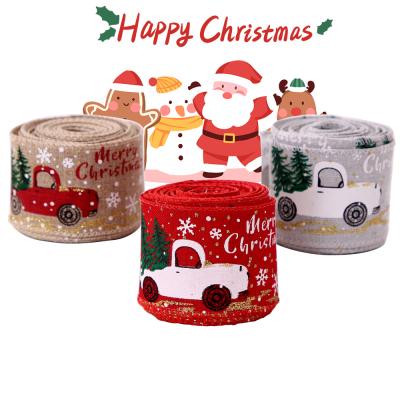 China Eco Fridendly Factory OEM Edge Custom Cable Ribbon for Holiday Christmas Burlap Ribbon Garland Crafts Items Decoration for sale