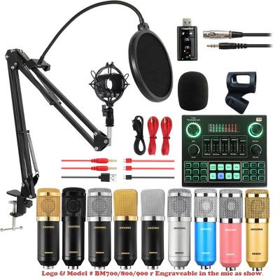 China Condenser Microphone + External Sound Card Set Studio Microphone Recording V9 Professional Sound Card Usb Podcast Microphone BOM 800 Microphone Studio Condenser for sale