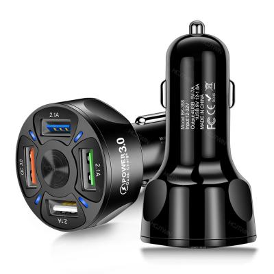 China QC 3.0 Quick Charger Popularity New 4 Super Fast Car Charger USB Car Charger QC3.0 Universal Charging Charger 2021 Suitable for All Kinds of Vehicles for sale