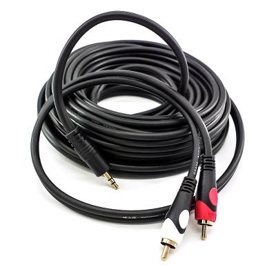 China ROHS COMPUTER 3.5MM cable audio stereo to AUX cable. Copper Cable 2RCA Gold Plated Black PVC Connector Oxygen Free for sale