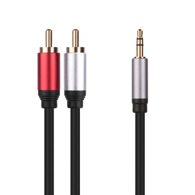 China Car 3.5mm to Auxiliary RCA Male Audio Cable 2RCA Adapter High Fidelity Noise Shielded RCA Y Splitter Cable Stereo Flexible Rope for sale