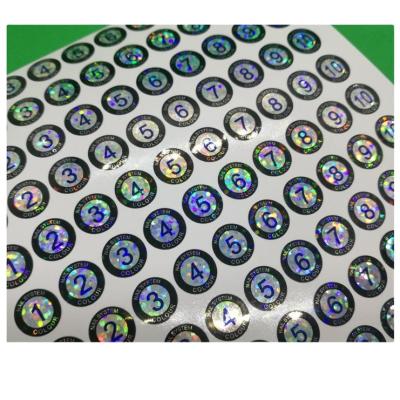 China Different Waterproof Biodegradable Adhesive Mini Letters Custom Hologram Security Sticker for sale