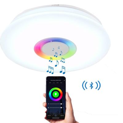 China Modern Wireless Multicolor APP Control Dimmable Speaker Blueteeth Music LED Ceiling Light Remote Controller 24w Smart LED Ceiling Light for sale