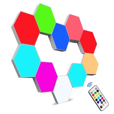 China Commercial Use Hexagon Smart LED Wall Light Panels Touch RGB Gaming Night Lights with ControlMood Remote DIY Lightning for sale