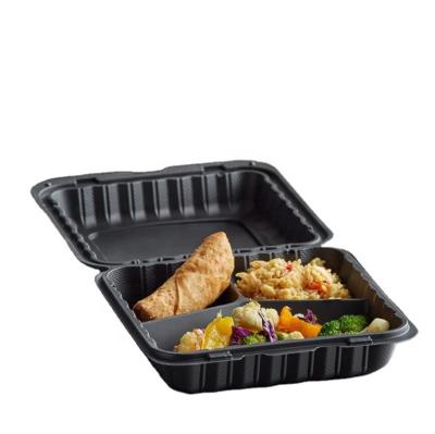 China Freshness Preservation Tray 8*8 Black Microwavable Eco Dish Black Mineral Plastic Hinged Take Out Disposable Dish Togo Dishes for sale