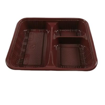 China Freshness Keeping Square Three-Compartment Bento Box Can Take Out PP Food Lunch Box for sale