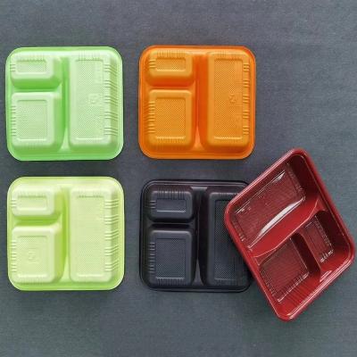 China Environmental Protection 3 Compartment Custom Food Containers Disposable Plastic Bento Lunch Box for sale