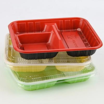 China Environmental Protection 3 Compartment Bento Box Food Plastic Packaging Biodegradable Container for sale