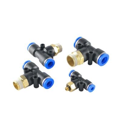 China Natural Gas or Water Brass Tee Quick Connector 4mm-16mm for Air for sale