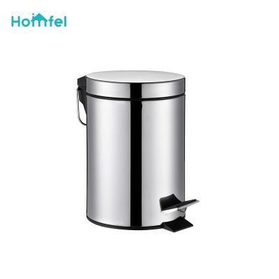 China Stainless Steel Round Shape Entry Level Foot Pedal Sustainable Bin Sustainable Silver for sale