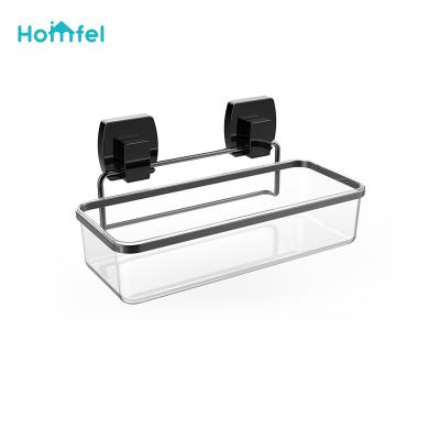 China Sustainable Bathroom Storage Iron Grid Black Electrophoresis Suction PS Box for sale