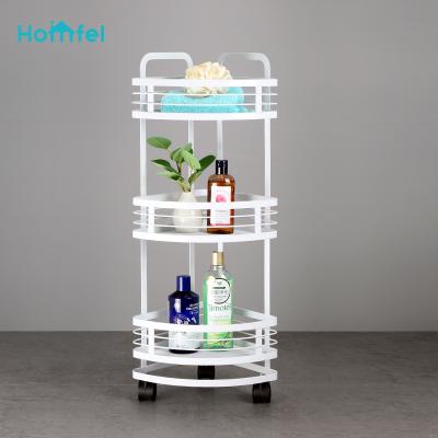 China Storage 3 Tier Rolling Utility Cart With Wheels Metal Storage Cart Multifunctional Adjustable Trolley Cart Organizer for sale