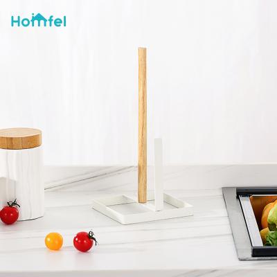 China Modern Bamboo Wire Kitchen Roll Holder Restaurant Paper Towel Paper Towel Holder for sale