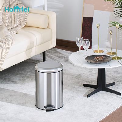 China Stainless Steel Armor Style Flat Foot Pedal Trash Can Durable Durable Metal Trash Can With Soft Narrow Fingerprint Proof Bowl Lid for sale