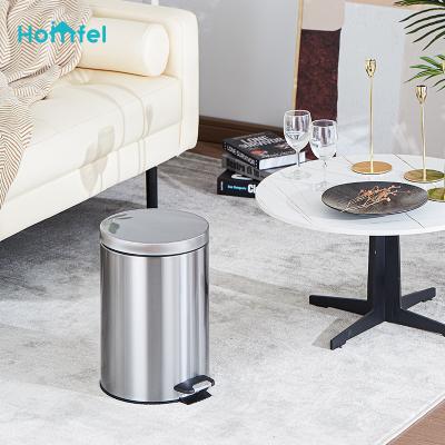 China Armor Style Stainless Steel Flat Foot Pedal Trash Metal Viable Trash Can With Fingerprint Proof Inner Bucket for sale