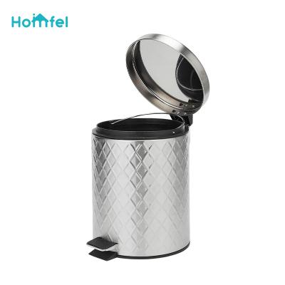 China Geometry Style Matt Metal Diamond Trash Can Stainless Steel Sustainable Waste Bin With Interior Bucket Powder Coating For Bathroom for sale