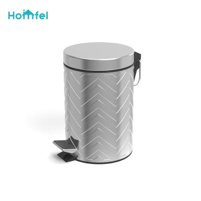 China Minimalist 3L Pressure Washer Wave Pedal Bin Stainless Steel Waste Bin For Bathroom Restroom Toilet With Plastic Inner Bucket for sale