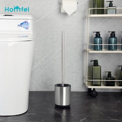 China Durable SS Long Handle Around TPR Toilet Brush Holder Removable Cleaning Brush Head 360 Rotation Toiletbrush For Bathroom for sale