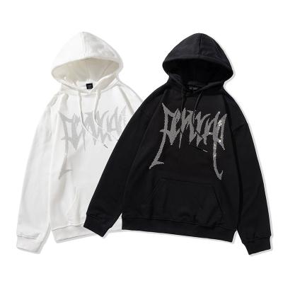 China 2021 New Autumn Hot Gothic Letter Diamond Casual Men's Loose Hoodie for sale