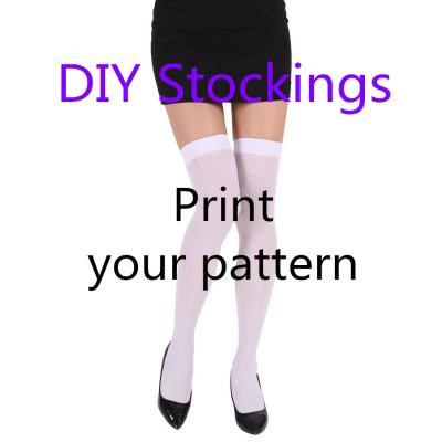 China Breathable 3D Printed Custom Logo Elastic Breathable Stockings For Women for sale