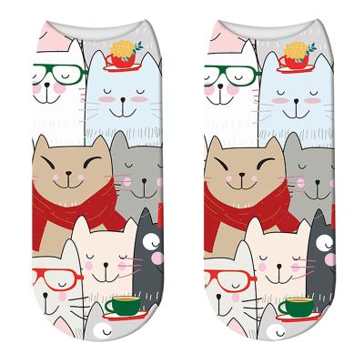 China New Summer Breathable Animal Print Women Socks Casual Cotton Mini Cartoon Short Socks Unisex Cute Pink Girl Ankle Socks for sale