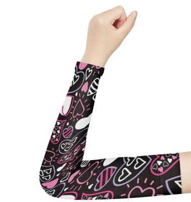 China Breathable Girls Lace Love Printed Breathable Hand Cover UV Cover Compression Arm Warmers Sun Protection Running Volleyball Ice Cycling Sleeves for sale