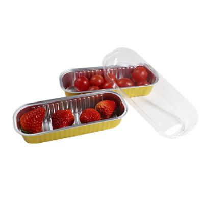 China Hot Sale Small Aluminum Foil Container High Temperature Resistant Disposable Gold Foil Rectangular Baking Tray for sale