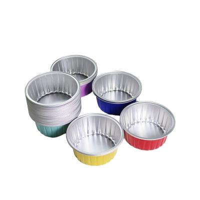 China High Temperature Resistant Round Aluminum Foil Cake Container Colorful Disposable Baking Tray for sale