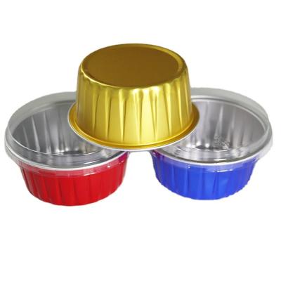 China Hot Selling Safe Non-toxic Colorful Aluminum Foil Baking Container 85ml Different Sizes For Baked Cake for sale