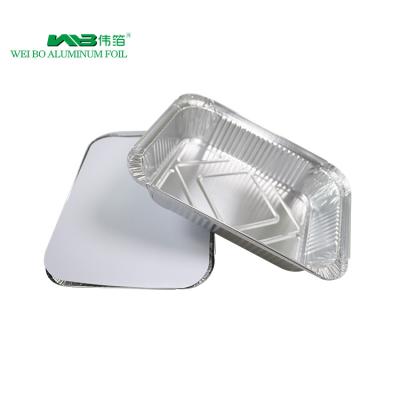 China Factory Wholesale Aluminum Foil Baking Food Container With Lid Non-Toxic Easy Recyclable Aluminum Foil Container Tray for sale