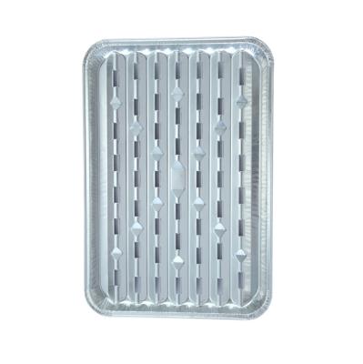 China Disposable Perforated Disposable Aluminum Foil Barbecue Grill Tray for sale