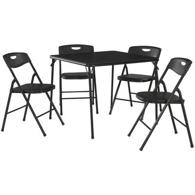 China (Height) Adjustable Furniture 5 Piece Black Folding Card Table and Chair Set for sale