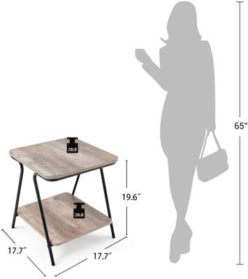 China Portable nightstand, round side table with 2 shelves, wood and metal tables for living room bedroom. for sale