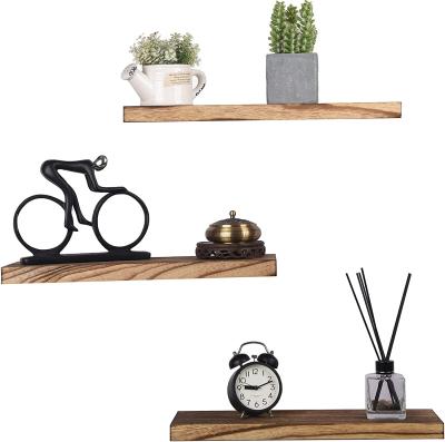 China New Modular Decorative Floating Cheese Shop Racks And Racks Black Wall Decor Wooden Storage Racks Easy Mounted Set 3 for sale