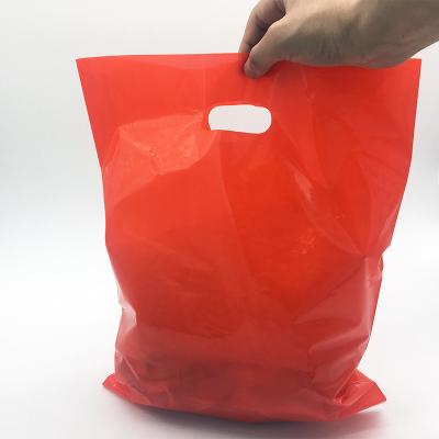 China Recycled materials 2019 new style recyclable die cut handle pe plastic bags with own logo for sale