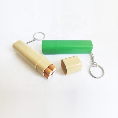 China Double Side Open Customize Logo And Color Capacity 4pcs Mini Portable ABS Plastic Smoke Box Cigarette Holder With Key Ring Pocket Cigarette Box for sale