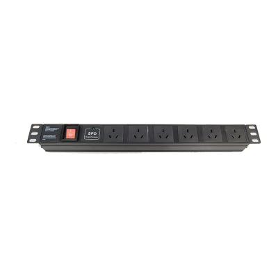 China Argentina Type 1U 10A 6 Way Server Racks Power Distribution Unit PDU With Key Switch LED Surge Protector TUL-ARG (10) N1006WKPDY20B19A for sale