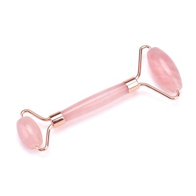 China Premium crystal portable/cool/comfortable/double rollers rose quartz jade facial roller with rose quartz frame, jade massage roller for sale