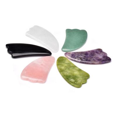 China Portable/Cool Dual Rollers/Rose Quartz Gua Sha Pink,Natural Jade Gua Sha Scraping Massage Tools for Relax Muscles on Facial and Body for sale