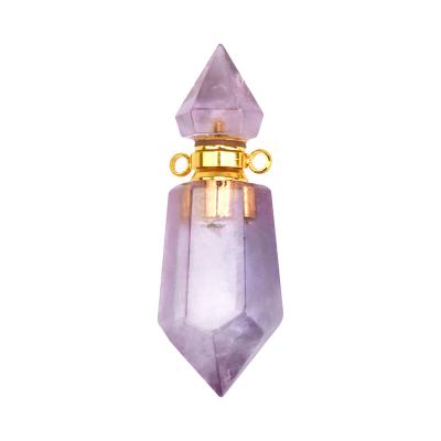 China FASHIONABLE Natural Aromatherapy Necklace Amethyst Crystals Perfume Bottle Bullet Pendant Shape for sale