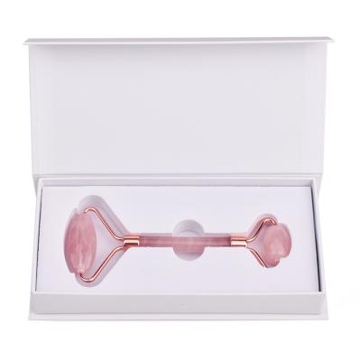 China Handheld natural crystal rose quartz jade roller facial massager with box with very good massage feeling for sale