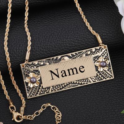 China Haku Flower Necklace Hawaiian Personalized Name Necklace Hawaiian Rubra Plumeria Cocos Cring NEMA Plate New Polynesian Custom Jewelry Gift for sale