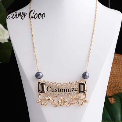 China Cring Hawaiian Cocos Personalized Nameplate Polynesia Custom Name Necklaces Hawaiian Jewelry Wholesale 14k Gold Filled Hawaiian Pendant for sale