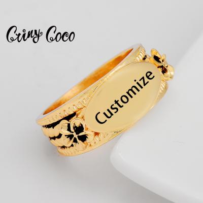 China Cring Hawaiian Cocos Customized Custom Name Day Ring 14k Gold Jewelry Personalized Hawaiian Ring Mother Gift Woman Mom Wholesale for sale